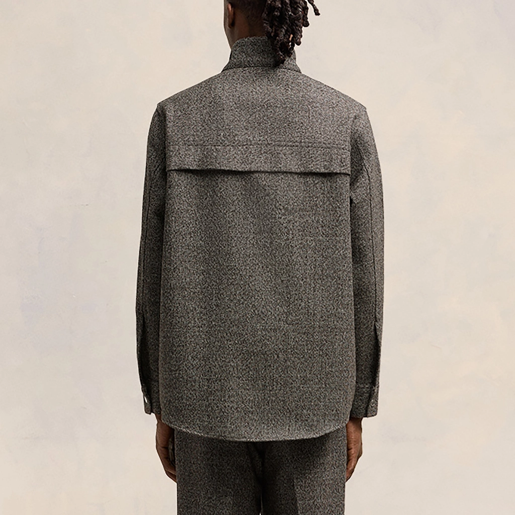 AMI Paris High Collar Wool-Blend Shirt - L